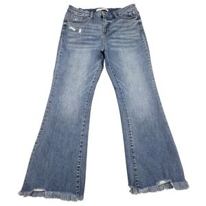 Altar'd State Womens Distressed Flare Jeans Blue Medium Wash Raw Hem ALT-F149 30